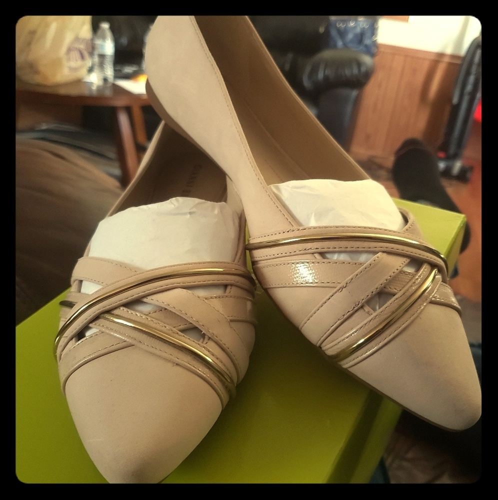 Cream and gold flats